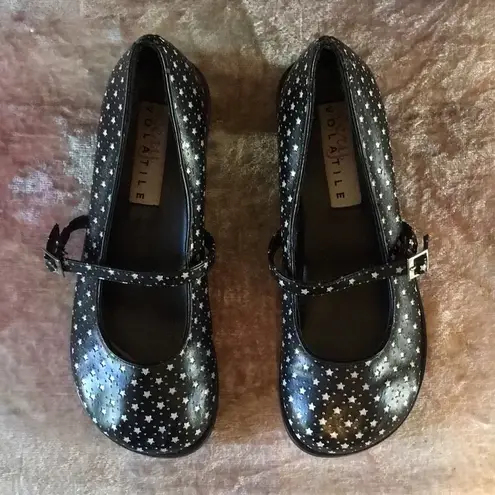 Very Volatile Black White Stars Mary Janes EUC 7.5