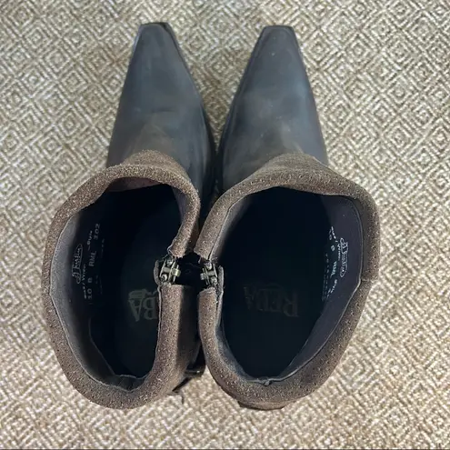 Justin Boots Justin Ankle Boots Reba 10B Women Brown Leather Fringe Cowboy Cuff Western Biker