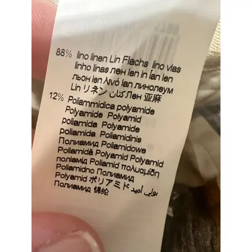 Manila Grace Striped Wide Leg Linen Blend Pants Beige Brown Women's Size 4 Tan