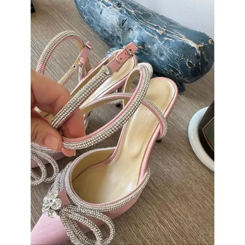 Mach & Mach Crystal Double Bow Pointed Toe Pump in Pink Size 36 / 5.5