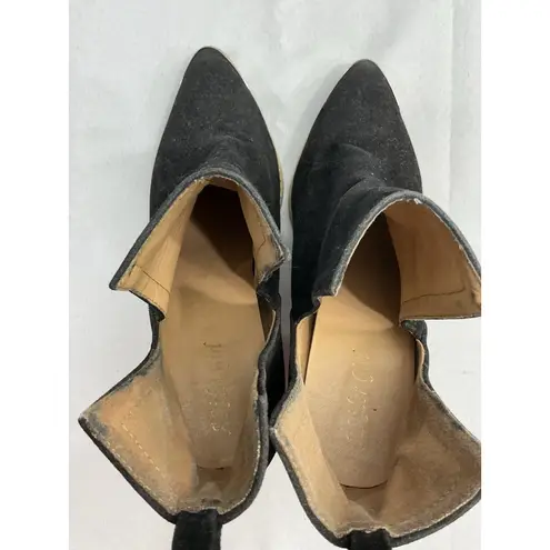 Womans A Rider Girl Mid Ankle Boots 10 Black Stacked Heel Dbl Cutout Toe Guard