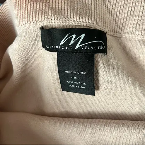 Midnight Velvet Petal Pink Stretch Knit Ruffle Front Pull On Pencil Skirt Size L Size L