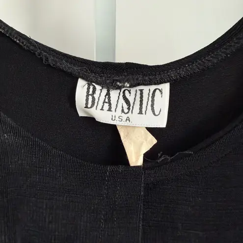 VTG BASIC USA sz M Black Long Sleeve Ruffle Neck Maxi Dress Witchy Whimsygoth Size M