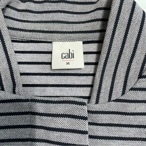 CAbi  #5474 Dapple Stripe Car Coat Gray Blue Knit Jacket Ponte Knit Trench Sz M