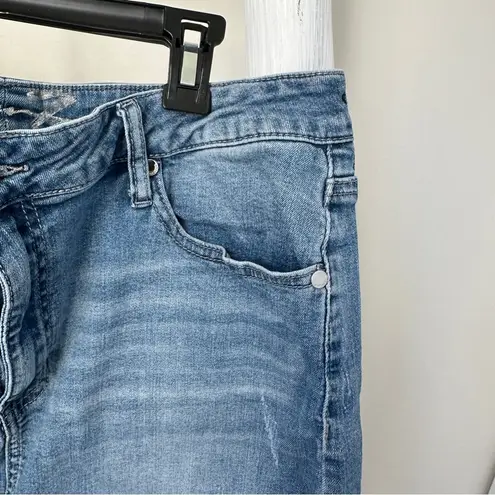 Seven7 Women’s Mini Frayed Denim Blue Skirt Size 14