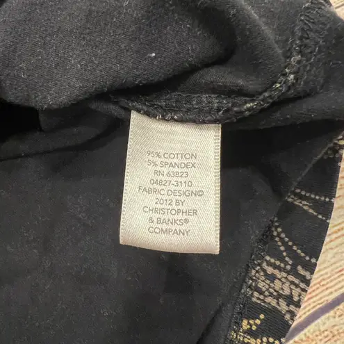 Christopher & Banks Petite Long Sleeve Tree Black Multi Colored Top Size PS