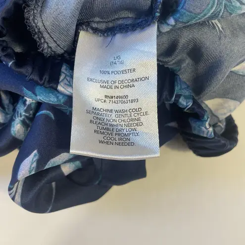 Flora Nikrooz Flora By Women's Sleep Shorts Size L 14/16 Blue Satin Lace Pajama