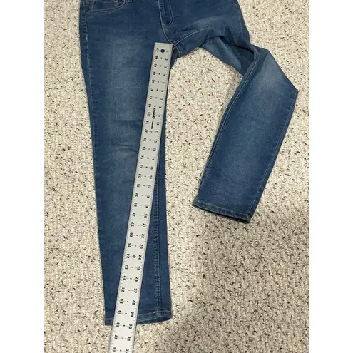 Woman’s Glitter Scape 6 Blue Jeans Straight Leg Stretch Rhine Stones
