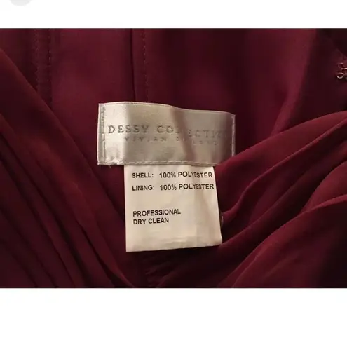 DESSY COLLECTION Vivian Diamond 2970 Claret Off the Shoulder Draped Dress $284 Red Size 14