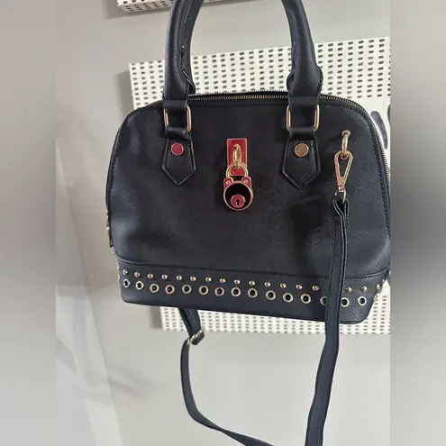 Black Handbag with Gold Accents