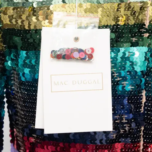 Mac Duggal . Multicolor Long Sleeve Sequin Rainbow Dress.