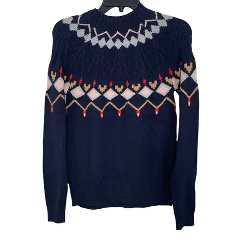 1901  navy point fairisle‎ crew neck sweater size S NWT $69