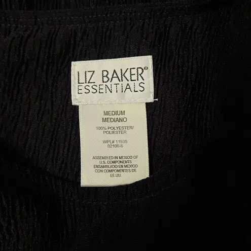 Liz Baker Top Blouse Womens Medium Black Short Sleeve