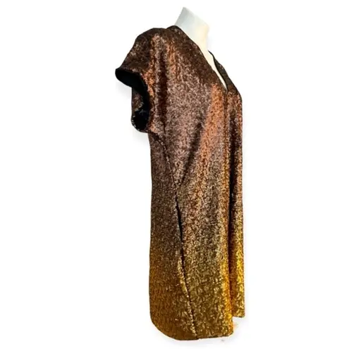 Johnny Was Ombre Gold Sequin Alma V-Neck Dress Size L NEW