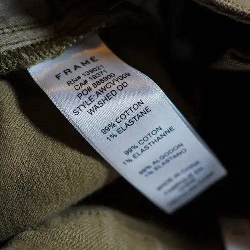 Frame NEW Denim Ali V Yoke High Waist Crop Wide Leg Jeans Army Green 33