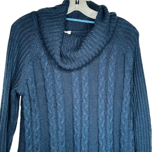 cupio  Cowl Neck Long Blue Sweater