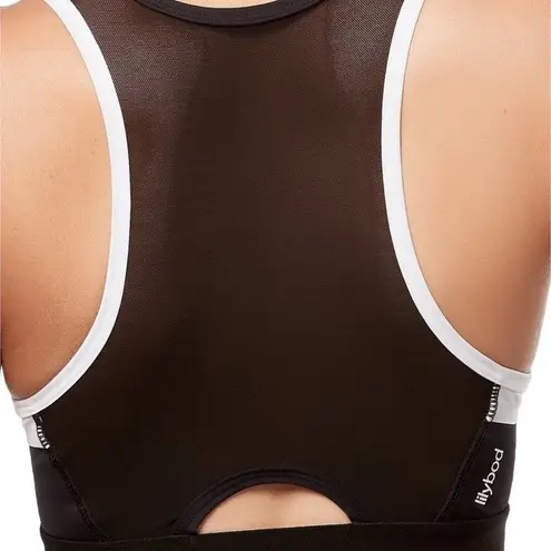 Lilybod NEW S Petta Color Block High Neck Racerback Sports Bra Black White