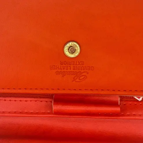 Buxton Genuine Leather Clutch Wallet Fold Over Coin Purse Red Orange