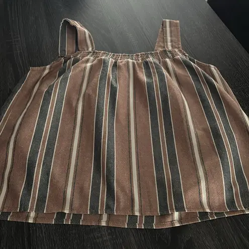 Evereve  Brown and Gray Striped Tank Top