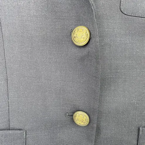 Talula Aritzia Blazer Wool Blend Navy Blue 2 Buttons Gold Crest Womens 10