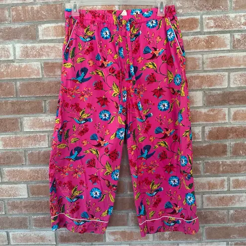 Printfresh Hummingbird Haven 2 Piece Pajama Set Women’s Medium Pink Artsy Cotton