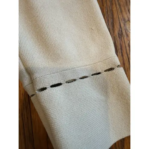 M.M. Lafleur Sweater Womens Large Ivory Open Front Knit Cardigan Blazer Jardigan