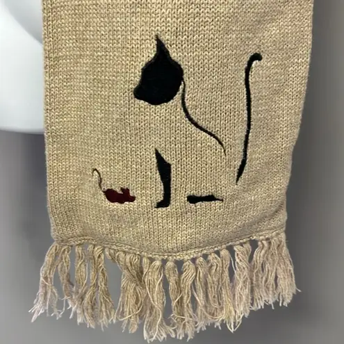 Christopher & Banks Cat Winter Scarf w/ Fringe Y2K 76” by 7.75” Cotton Blend