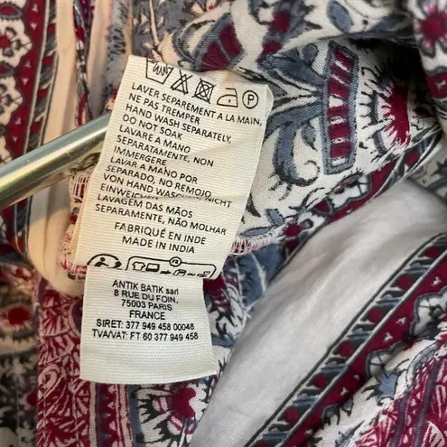 Antik Batik Quilted Cotton Voile Paisley Tajar Ankle Cargo Pants Trousers S 38