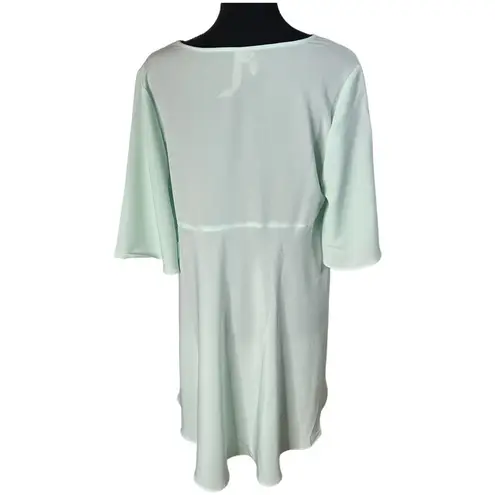 Melissa McCarthy Seven7 Misty Jade Bell Sleeve Sheer Tunic Blouse Size Medium