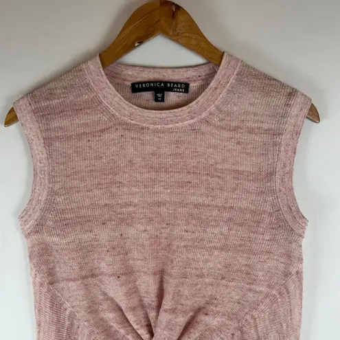 Veronica Beard Jeans Pink Marled Knit Twisted Front Sleeveless Top XS