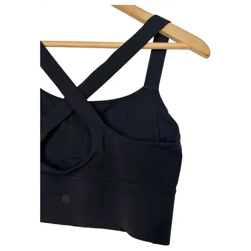 Athleta  Top Womens M Sports Bra Formation Longline Workout Criss Cross Black