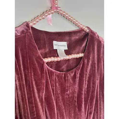 Soft Surroundings  Size Small Velvet Blouse Long Sleeve Pink Velour Warm Top