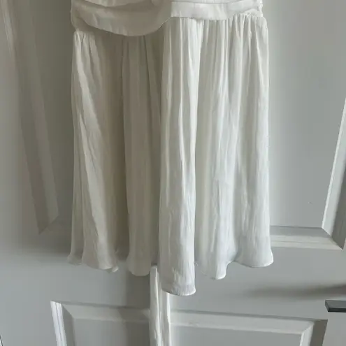 Angel Biba  Pleated Ruffle Sleeveless White Lined Dress