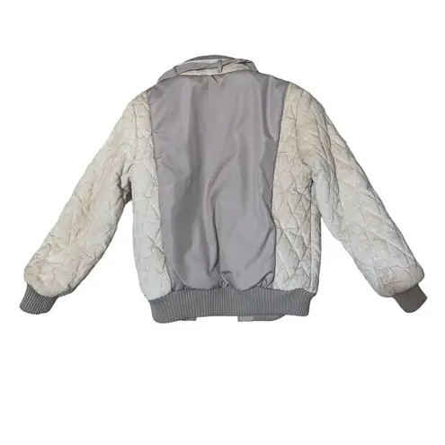 Vintage Puffer Quilted Snap Button Zippered Jacket with elastic knit sleeves M Tan Size M