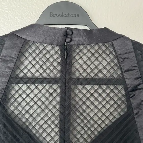 Badgley Mischka Black 100% Silk Mesh Sleeves Cocktail Dress Size 12