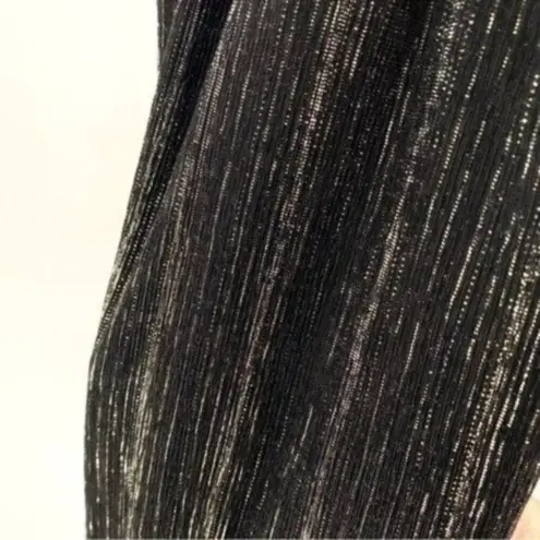 All in Favor Dolman Plisse Black And Metallic Midi Dress