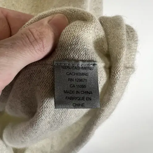 360 Cashmere Skull Cashmere Sweater Womens XS Black 360 Crew Neck Pullover Long Sleeve Beige