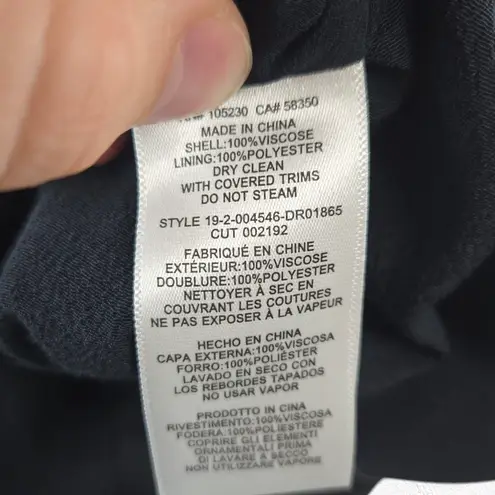 Equipment Navy Eclipse V Neck Pleated Viscose Midi Norice Dress Size 10 $450