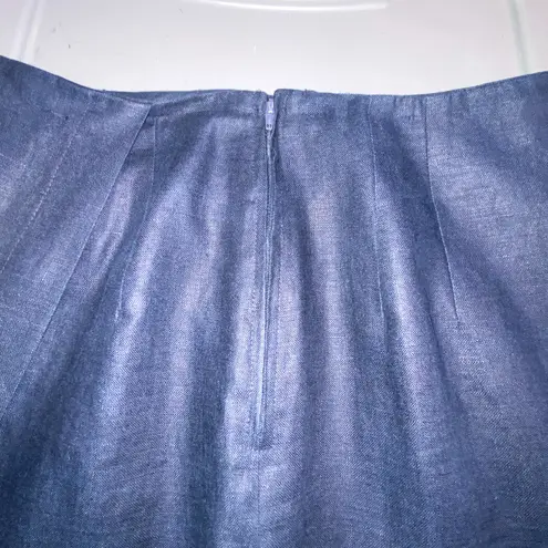 Breeches Vtg Size 10 Linen Faux Wrap Skirt Knee Length Lined Navy Blue USA