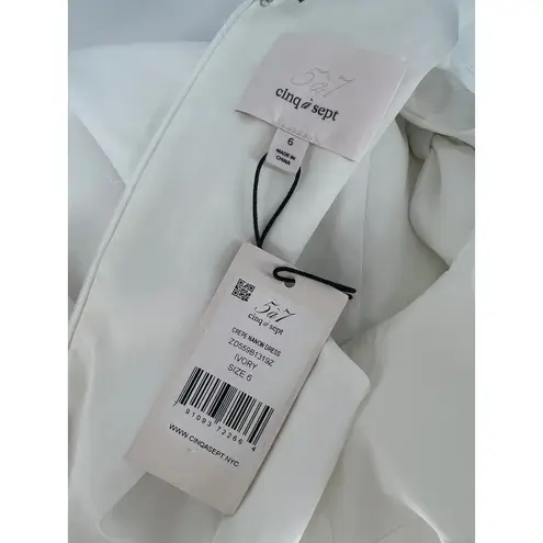Cinq a Sept Nanon Crepe Ruffle Dress in Ivory White Size 6