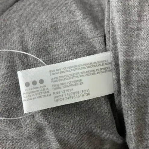 Three Dots  Gray Full Zip Puffer Jacket Heather Pavement XL Lightweight Quilted thumbnail 6