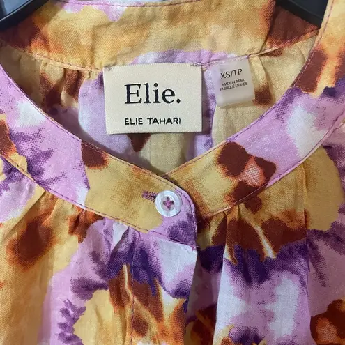 Elie Tahari Elie By Bright Floral Abstract geometric Blouse Modal Size XS Art