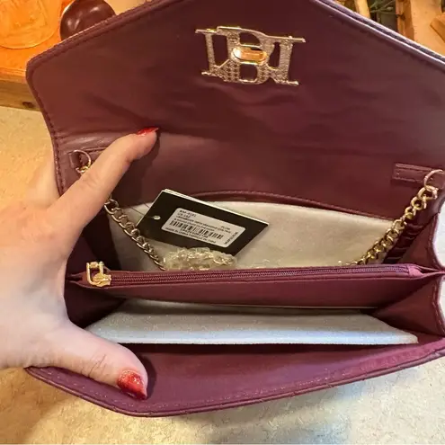 Badgley Mischka Purple Crossbody Bag with Gold Hardware and Quilted Design