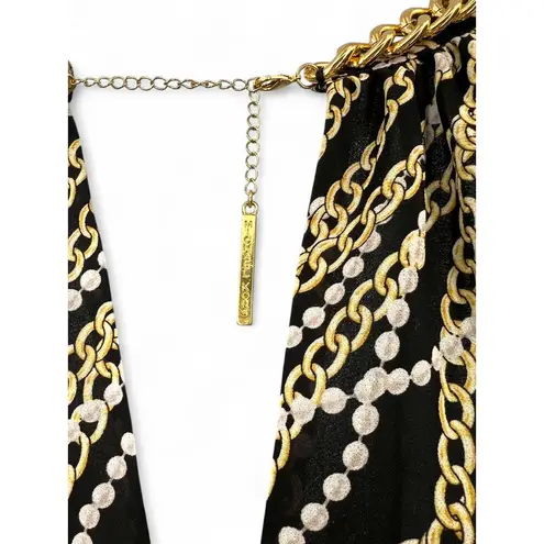 Michael Kors | S | Short Sleeve Chiffon Printed Gold Chain Detail Dress Womens Black