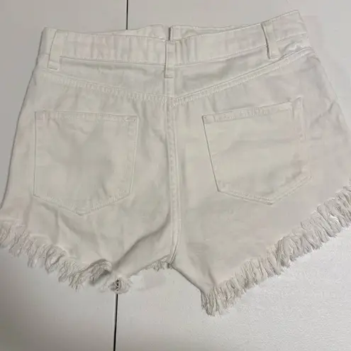 Wild Fable  white high waisted butterfly fringe jean shorts — size 0