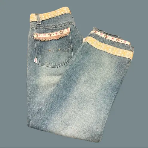 Joujou Y2K vintage Stylish Blue Jeans with Embellished Hem size 9/10