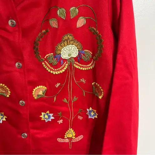Women’s Allure Vintage Embroidered Floral Patterned Jacket Red Size XL