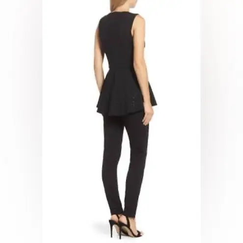 Eliza J Rhinestone Peplum Black Jumpsuit - Womens Size 4