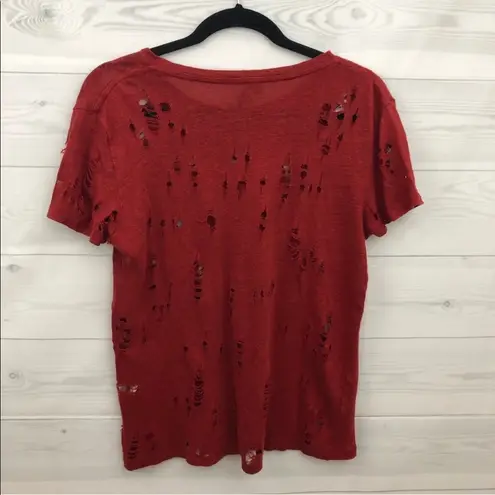 IRO | Clay Distressed Maroon Linen Tee XS