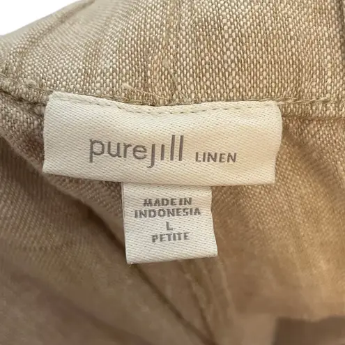 Pure Jill Linen Trapunto Cropped Pull On Pants Light Sable Womens Size Large P Brown